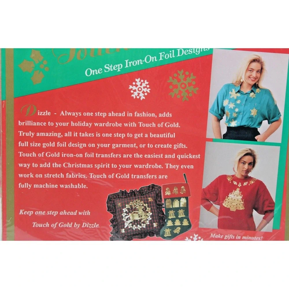VTG Christmas Foil Iron On Angels Poinsettias 1993 Lot of 3 Touch of Gold NOS